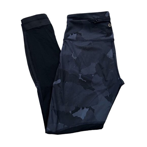 Lululemon Athletica High Waist Blue Gray Camo Mesh Legging Workout Casual Pants